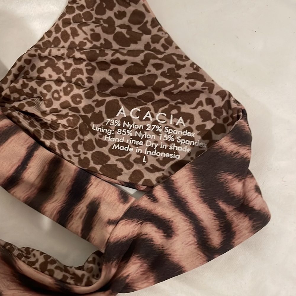 Acacia girls honey swimwear bikini tan and brown animal print  size L - Picture 3 of 6